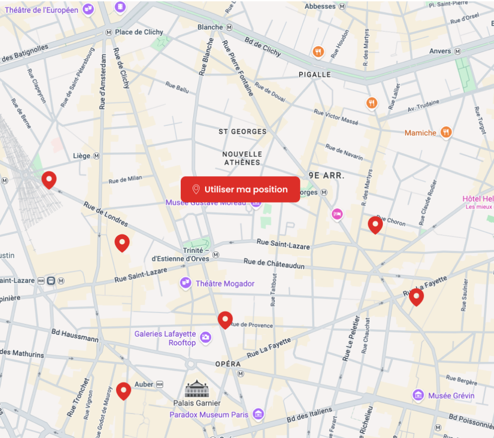 Localisation des revendeurs